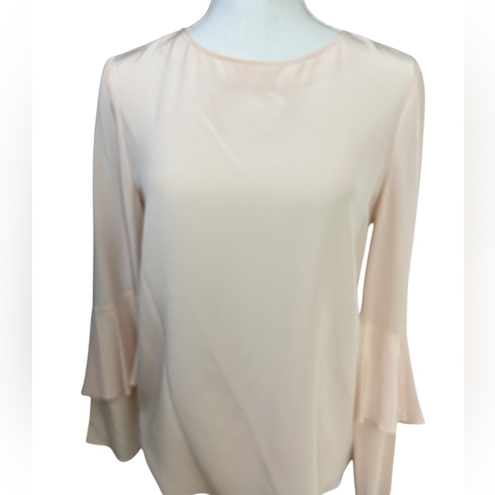 Antonio Melani light blush pink silk Women's Long Sleeve Top size XS